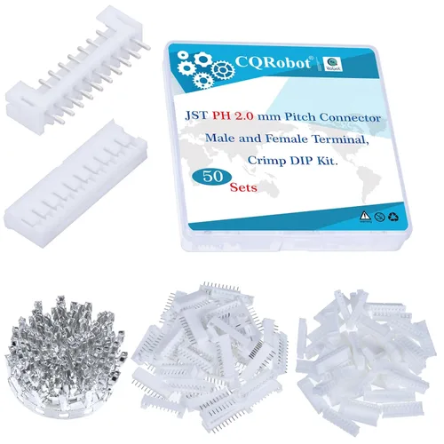 Miniatura 2 de CQRobot JST EL 4.5 mm de paso 2 pines conector electrónico IC macho, enchufes hembra carcasa y kit de terminales de crimpado en T macho/hembra. 50