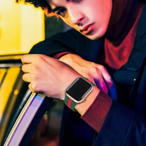 Miniatura 4 de Seizehe - Banda deportiva de diseño compatible con Apple Watch de 38/40/41/42/44/45/46/49 mm, unisex, correa de silicona suave para Apple Watch