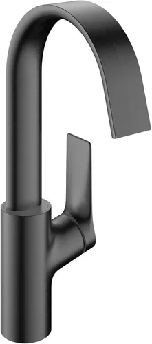 hansgrohe Vivenis 75030341 - Grifo moderno para lavabo de baño con 1 manija y 1 orificio de 12 pulgadas de alto, cromo negro cepillado