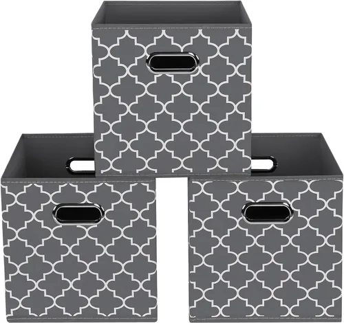 Miniatura 60 de Contenedores de almacenamiento de tela, organizadores de tela con asa, cubos plegables para almacenamiento de tela o accesorios, 11 x 11 x 11 Naranja