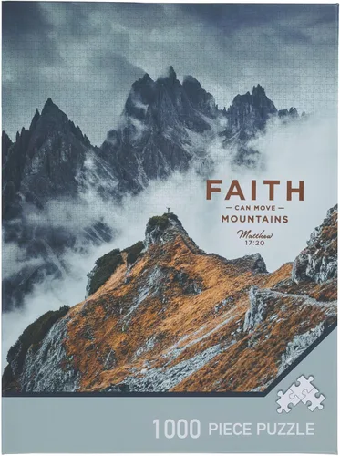 Christian Art Gifts Rompecabezas inspirador de 1000 piezas de escritura para hombres, mujeres y niños: Faith Can Move Mountains Juego de actividades