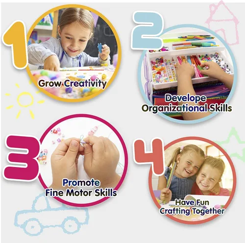 Miniatura 5 de Olly Kids Juego de suministros de artes y manualidades, caja de manualidades de regalo de más de 1000 piezas para niños: suministros de manualidades