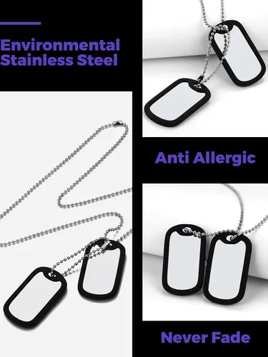 Miniatura 7 de Richsteel - Placa de identificación estilo Hip Hop militar para collar, fibra de carbón, colgante de bibliabala, para mujeres y hombres joya