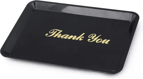 Miniatura 4 de Bandeja con punta de estrella para restaurante y invitados, 4.5 x 6.5 pulgadas, color negro con impresión dorada, juego de 12, plástico duradero