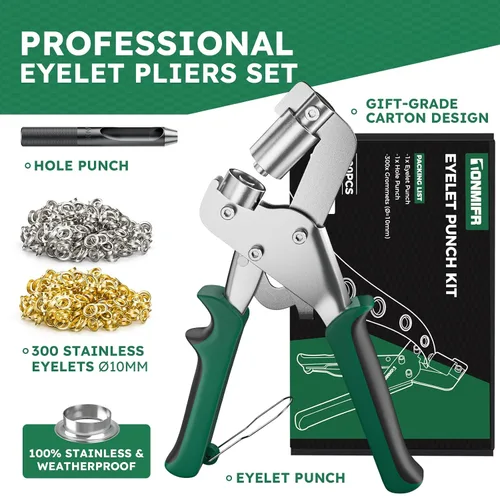 Miniatura 2 de Kit de herramientas profesional con ojales de 3/8 pulgadas, prensa de ojales de metal resistente para tela, cuero, lonas, bricolaje y manualidades
