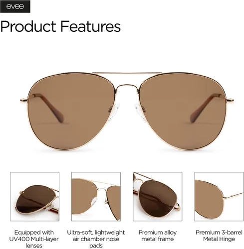 Miniatura 6 de EVEE Gafas de sol polarizadas estilo aviador, gafas de sol militares clásicas (cout)