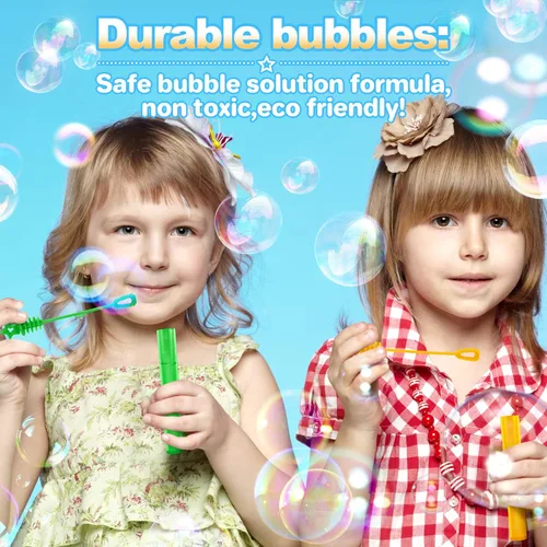 Miniatura 4 de Varita de burbujas, 200 piezas de mini varitas de burbujas a granel en 10 colores, regalos de fiesta de burbujas a granel para niños, juguetes