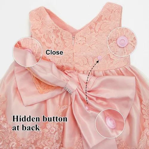Miniatura 6 de LZH - Vestido para niñas bebé con volante, encaje, espalda descubierta y lazo - Incluye accesorio para la cabeza - Vestido con flores para desfile