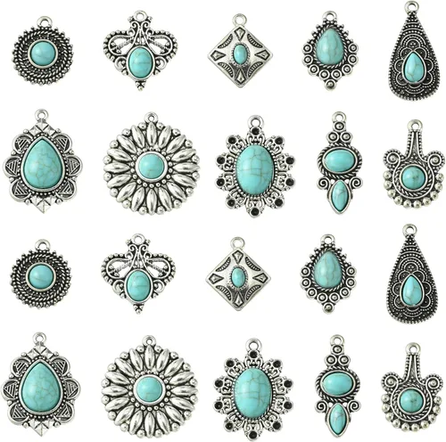Miniatura 8 de UR Urlifehall 100 dijes tibetanos con nudo de lazo plateado y mariposa, colgantes de aleación de estilo tibetano para aretes y fabricación de joyas