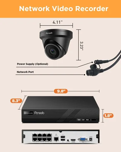 Miniatura 7 de Sistema de Seguridad con 4 Cámaras PANOOB 5MP, 4X Cámaras IP de 5 Megapíxeles con Cable para Exteriores con Domo y Torreta con Detección de Personas