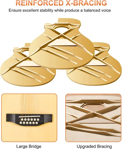 Miniatura 2 de Vangoa Guitarra acústica de 12 cuerdas, guitarra de tamaño completo de 42 pulgadas, 12 cuerdas, parte superior de abeto, cuerpo de sapele