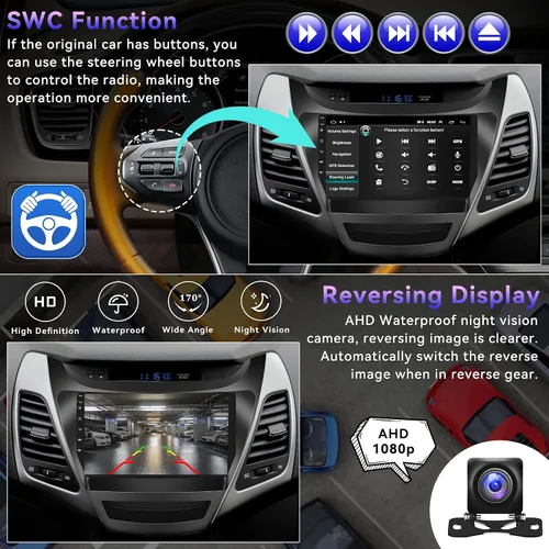 Miniatura 7 de [HiFi Audio] 2+64G Android Car Stereo para Hyundai Elantra 2014-2016 Wireless Apple Carplay Android Auto 9 pulgadas Pantalla táctil Navegación