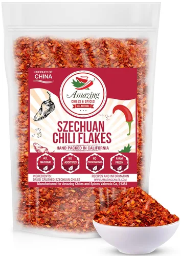 Miniatura 10 de Sichuan Chili Flakes, 1 libra (16 onzas) – Especias tradicionales de pimienta roja y condimento Szechuan para platos tailandeses, coreanos