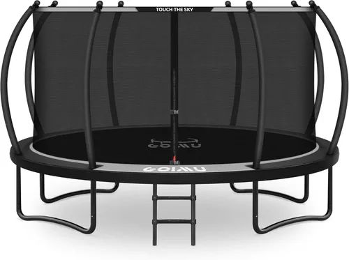 Miniatura 10 de 10FT 12FT 14FT 16FTOutdoor Recreational Trampoline with Enclosure Net, Bolt-Free Design Yard Trampoline with Wide Ladder and AntiRust Coating, 2 in