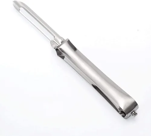 Pelador multiusos de acero inoxidable | Cortadora/pelador de queso y frutas y verduras Old School Premium, plateado, 0.6 pulgadas x 6.7 pulgadas