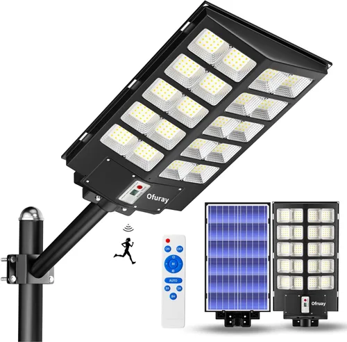 Miniatura 11 de Ofuray Of-9800W Luces solares de calle para exteriores, luces solares de seguridad con control remoto para estacionamiento, 6500K, impermeables