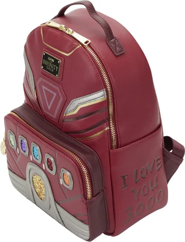 Miniatura 3 de Loungefly Marvel Avengers Iron Gauntlet Infinity Saga Hero Mini Mochila, Rojo -, Bolso de hombro