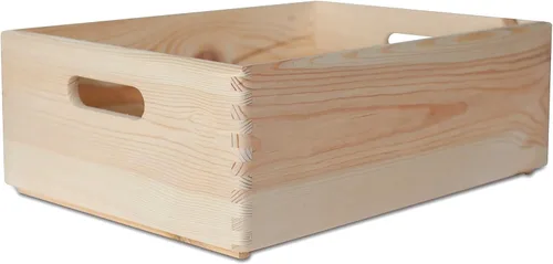 Creative Deco Manijas de madera XL para jaulas de anidación | 15.74 x 11.81 x 5.1 pulgadas | Caja de almacenamiento de recuerdo sin terminar para