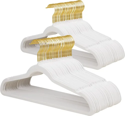 Miniatura 29 de ManGotree Perchas de terciopelo para abrigos, perchas antideslizantes de fieltro para trajes, colgador de ropa ultradelgado que ahorra espacio