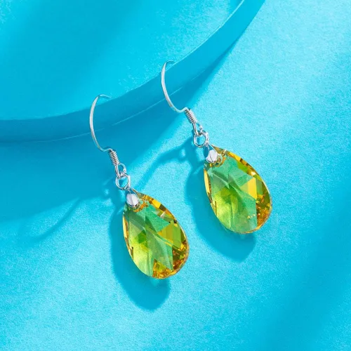Miniatura 60 de Aretes colgantes de cristal austriaco con forma de lágrima para mujer, joyería hipoalergénica de plata de ley 925