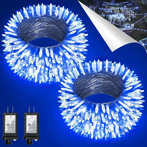 Miniatura 27 de Paquete de 2 Total 200 Pies 600 Luces LED de Navidad en Cadena, Luces de Árbol de Hadas Blanco Frío Conectables, 8 Modos y Temporizador Luces