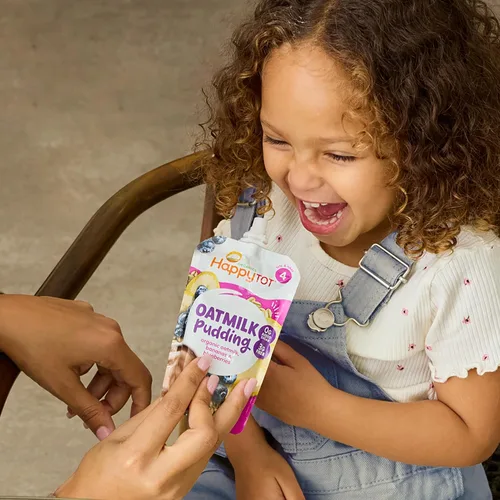 Miniatura 7 de HAPPYTOT Organics Pudín de leche de avena, sin lácteos, aperitivo para niños pequeños etapa 4, leche de avena, plátanos y arándanos, bolsa de 4