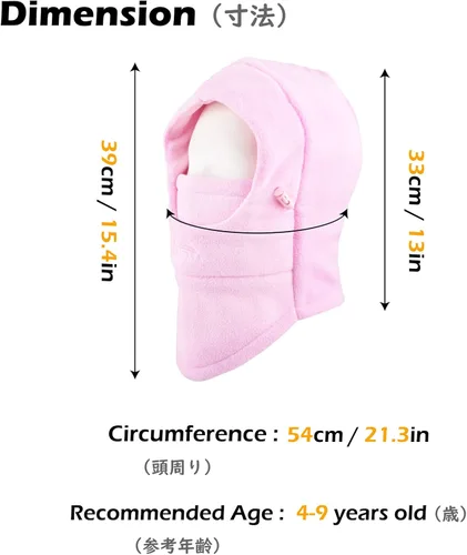 Miniatura 2 de TRIWONDER Sombreros de invierno para niños, pasamontañas, máscara de esquí para niños y niñas, resistente al viento, ajustable, máscara facial