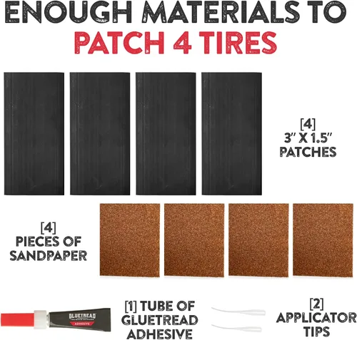 Miniatura 4 de GlueTread Kit de parches externos – para neumáticos sin cámara – No es necesario quitar el neumático – El kit incluye suficiente