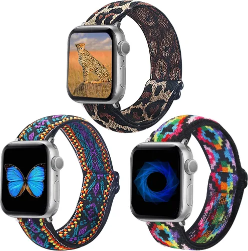 Miniatura 15 de Dsytom Paquete de 3 correas elásticas compatibles con Apple Watch de 1.496 pulgadas, 1.614 pulgadas, 1.575 pulgadas, 1.654 pulgadas, 1.732 pulgadas