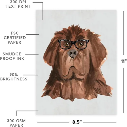 Miniatura 102 de Andaz Press Póster impreso para pared de perro, 8.5 x 11 pulgadas, Bulldog inglés con gafas negras, 1 paquete, regalo de cumpleaños de Navidad, sin