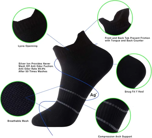 Miniatura 3 de Calcetines deportivos de algodón de secado rápido para hombre con control de olores y de corte bajo