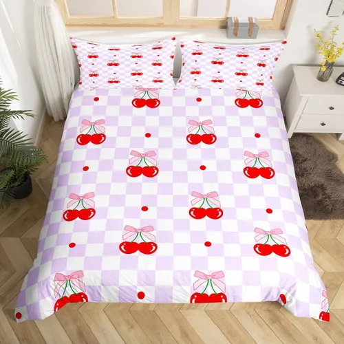 Miniatura 39 de Juego de funda de edredón con lazo de dibujos animados para niños, tamaño individual, juego de ropa de cama de mariquita, escarabajo, insecto