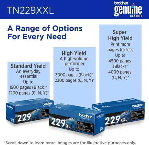 Miniatura 5 de Brother TN229XXLC - Cartucho de tóner para impresora de gran rendimiento cian, imprime hasta 4,000 páginas (1), compatible con impresoras
