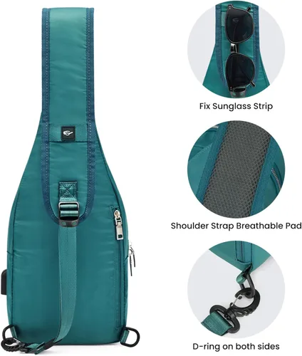 Miniatura 5 de G4Free Bolso bandolera con bloqueo RFID, mochila pequeña para el pecho, con puerto USB para hombres y mujeres