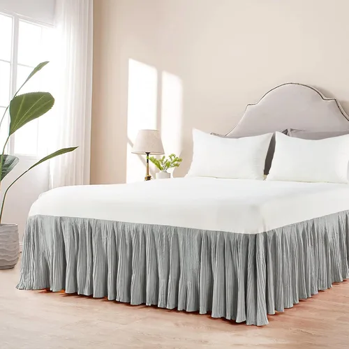 Miniatura 3 de Home Soft Things Falda de cama plisada de microfibra, diseño elegante envolvente de microfibra sólida con caída de 18 pulgadas, ropa de cama