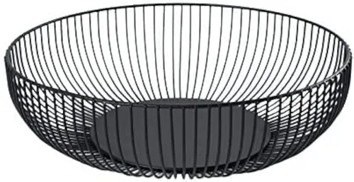 Cesta de frutas de alambre de metal negro para cocina, sala de estar, oficina, centro de mesa decorativo grande para exhibir frutas, verduras, pan,