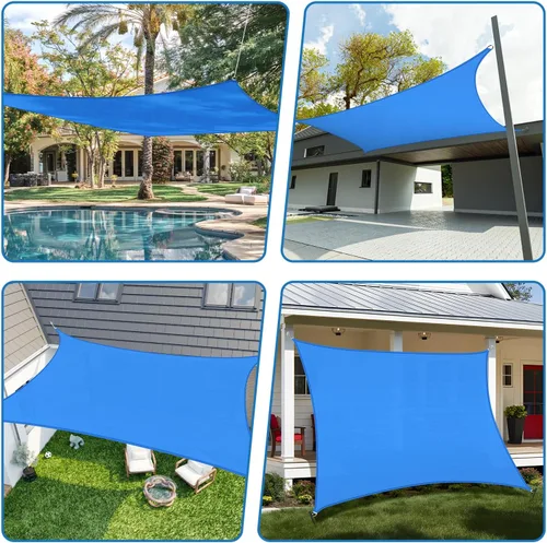 Miniatura 3 de TANG Sunshades Depot - Toldo cuadrado de 16 x 16 pies, toldo cuadrado azul con kit de herrajes, tela rectangular para sombra, bloque U* V