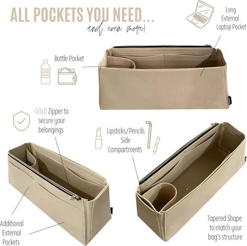 Miniatura 4 de Divitize Organizador de bolso de alta calidad compatible con LV Artsy MM/GM, inserto de fieltro hecho a mano de 0.079 pulgadas, forma cónica