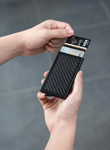 Miniatura 4 de VULKIT Billetera desplegable, delgada, minimalista, tarjetero para tarjetas de crédito, para hombres y mujeres, con bloqueo RFID, mini funda
