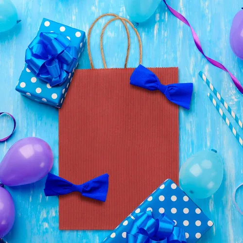 Miniatura 4 de BagDream Bolsas de regalo pequeñas, 25 bolsas de papel rojo de 5.25 x 3 x 8 pulgadas con asas, bolsas de papel kraft para regalos pequeños