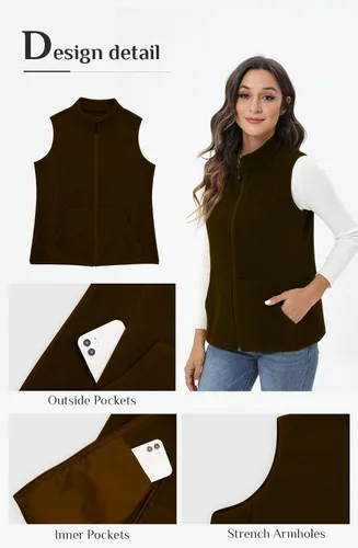 Miniatura 6 de Xeoxarel Chaleco de forro polar para mujer con 6 bolsillos (XS-2XL)