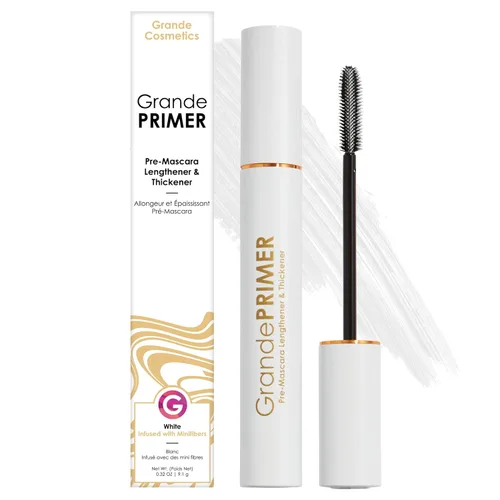 Grande Cosmetics GrandePRIMER - Alargador y espesante con péptidos, a prueba de manchas, resistente al agua y seguro para lentes de contacto, para