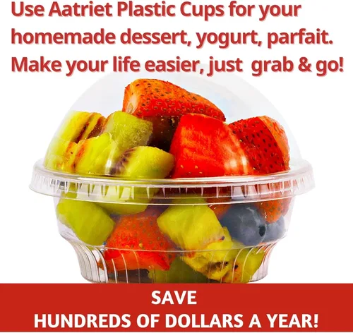 Miniatura 7 de Tazas de postre de plástico transparente con tapa, 30 juegos de cuencos desechables para helado, parfait, pudín de plátano, gelatina y postres