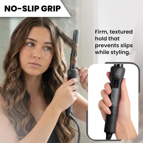 Miniatura 3 de Herstyler Grande - Varita rizadora de cerámica, voltaje dual de 1 pulgada para cabello largo y corto, iones negativos (negro)