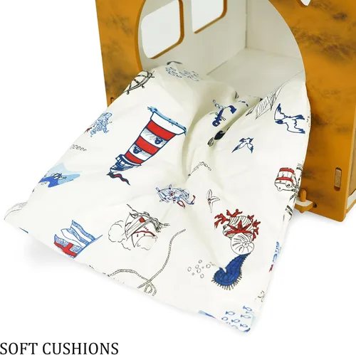 Miniatura 4 de SUSSEXHOME Pets - Cama cubeta para mascotas de 15.75 x 15.75 x 17.7 pulgadas, resistente a los arañazos, acogedora cama cubierta para gatos de Tigre