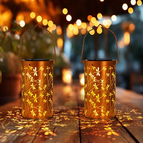 Miniatura 14 de Linternas solares para colgar al aire libre, linterna LED impermeable de metal con energía solar, decoración de patio, linterna con asa, idea
