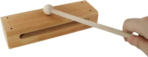 Miniatura 3 de Bloque de madera con mazo ZZLZX - 1 juego de instrumento musical de bloque de madera con mazo, bloques de ritmo de percusión de madera maciza