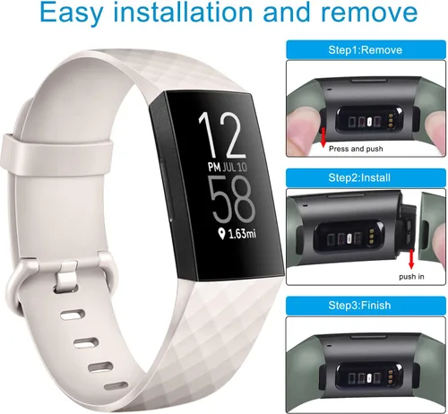 Miniatura 4 de Paquete de 3 correas deportivas compatibles con Fitbit Charge 4, correas de repuesto ajustables de silicona suave para Fitbit Charge 4/Fitbit Charge