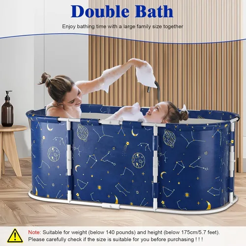 Miniatura 8 de Bañera portátil para adultos de 47 pulgadas plegable para adultos, bañera de hielo, bañera no inflable, baño sentado, baños de hielo, bañeras