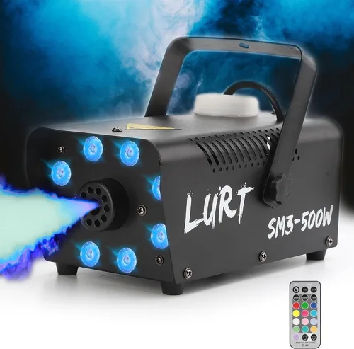 Miniatura 7 de Máquina de niebla LURT con control automático de humo, luz LED de 500 W, mini, control remoto inalámbrico, modo portátil para fiestas al aire libre
